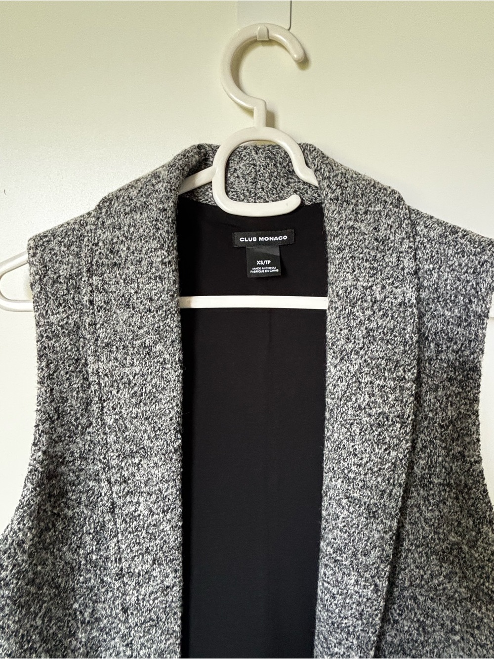 Club Monaco Grey Marled Knit Open Vest